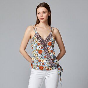 Crave Fame Floral Mix Print Faux Wrap Sleeveless Top Size M
